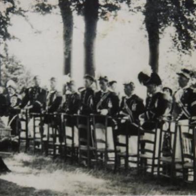 Gustave Migeotte, Sergent-sapeur (1953-57) - Victor Flostroy, Tambour-major (1949-57) - Vital, André, Ernest, Georges Duperoux,